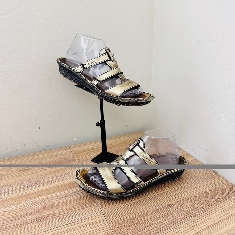 Naot Metallic Gold Strappy Slide Sandals Women’s Size 8.5